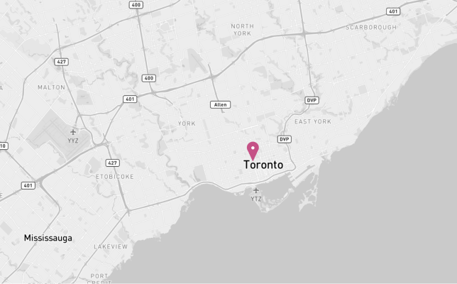 Toronto city pinned on map of Canada